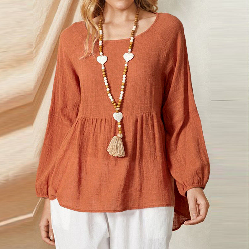 Giselle - Blusa boho de algodón suave con manga larga